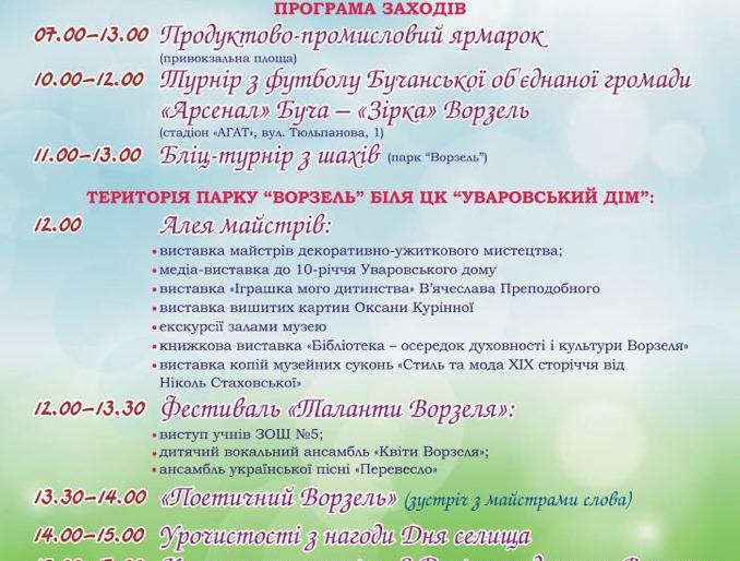 День Ворзеля: програма заходу День Ворзеля: програма заходу, Олеся Ляшук
